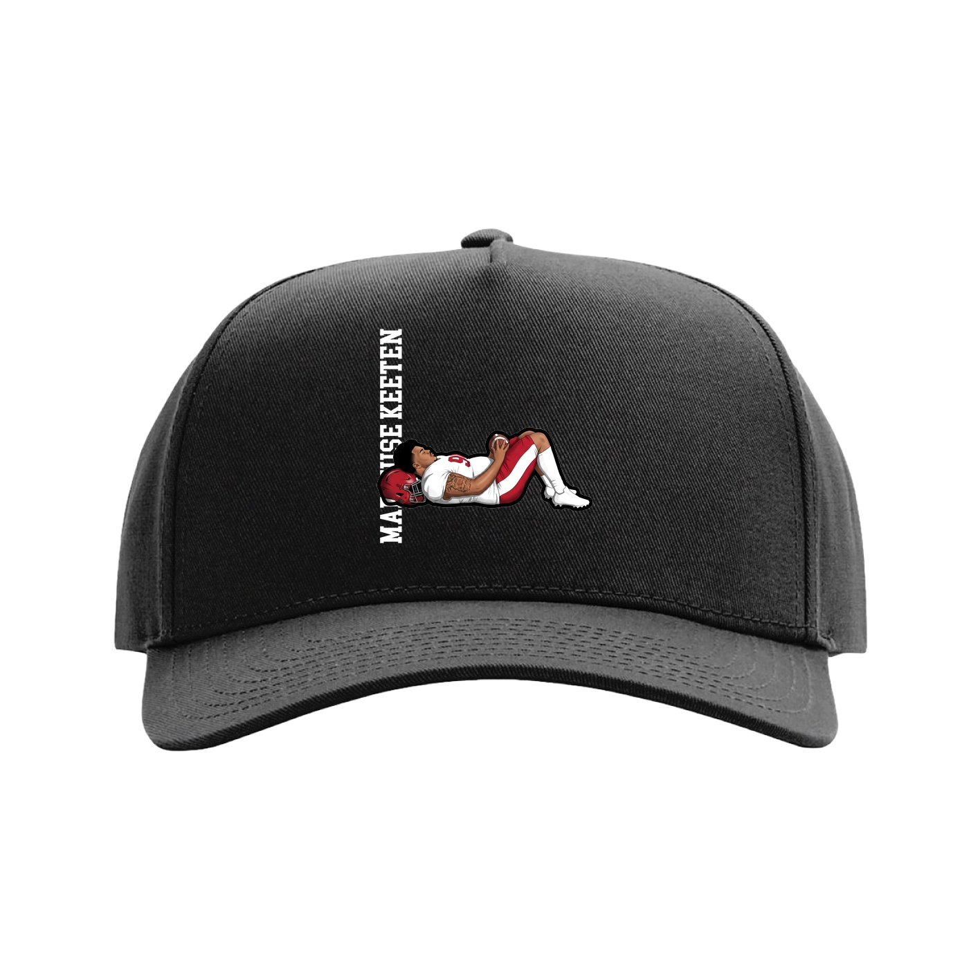 Full Fabric Five-Panel Champ Cap — Name Vertical in Black