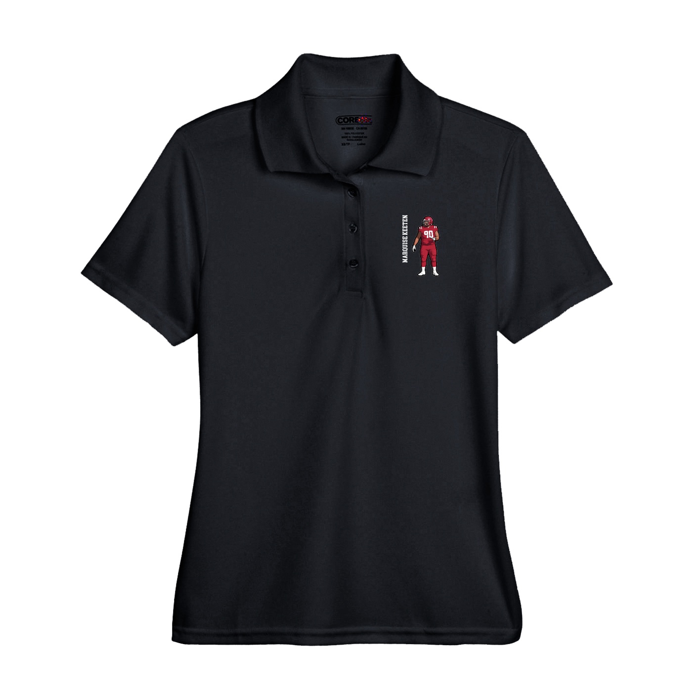 Performance Polo — Name Vertical in Black