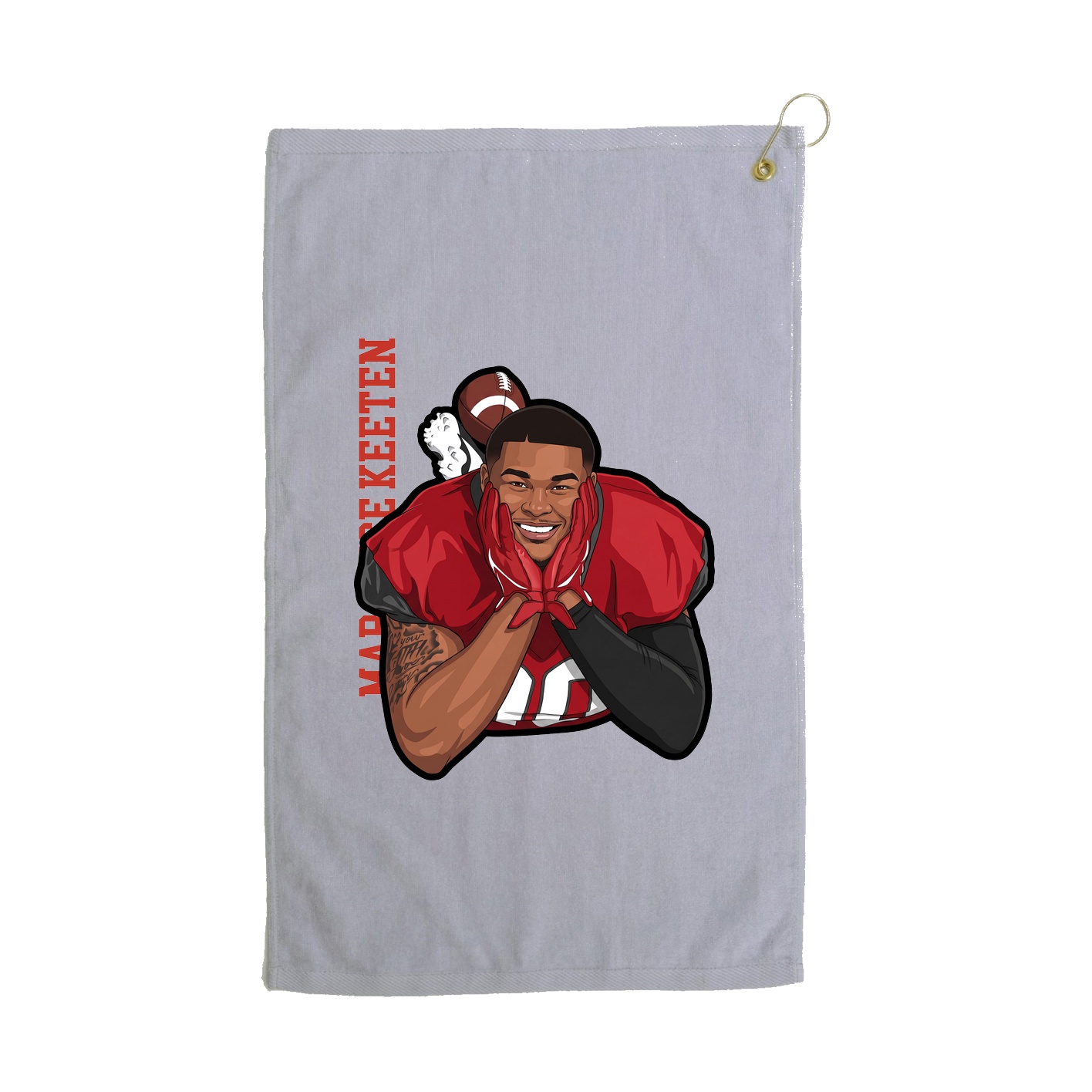 Golf Towel — Name Vertical in Grey