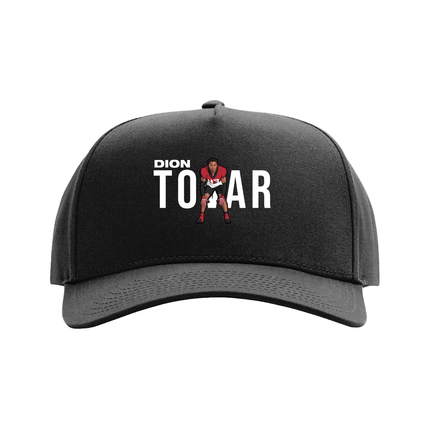 Full Fabric Five-Panel Champ Cap — Player Name in Black