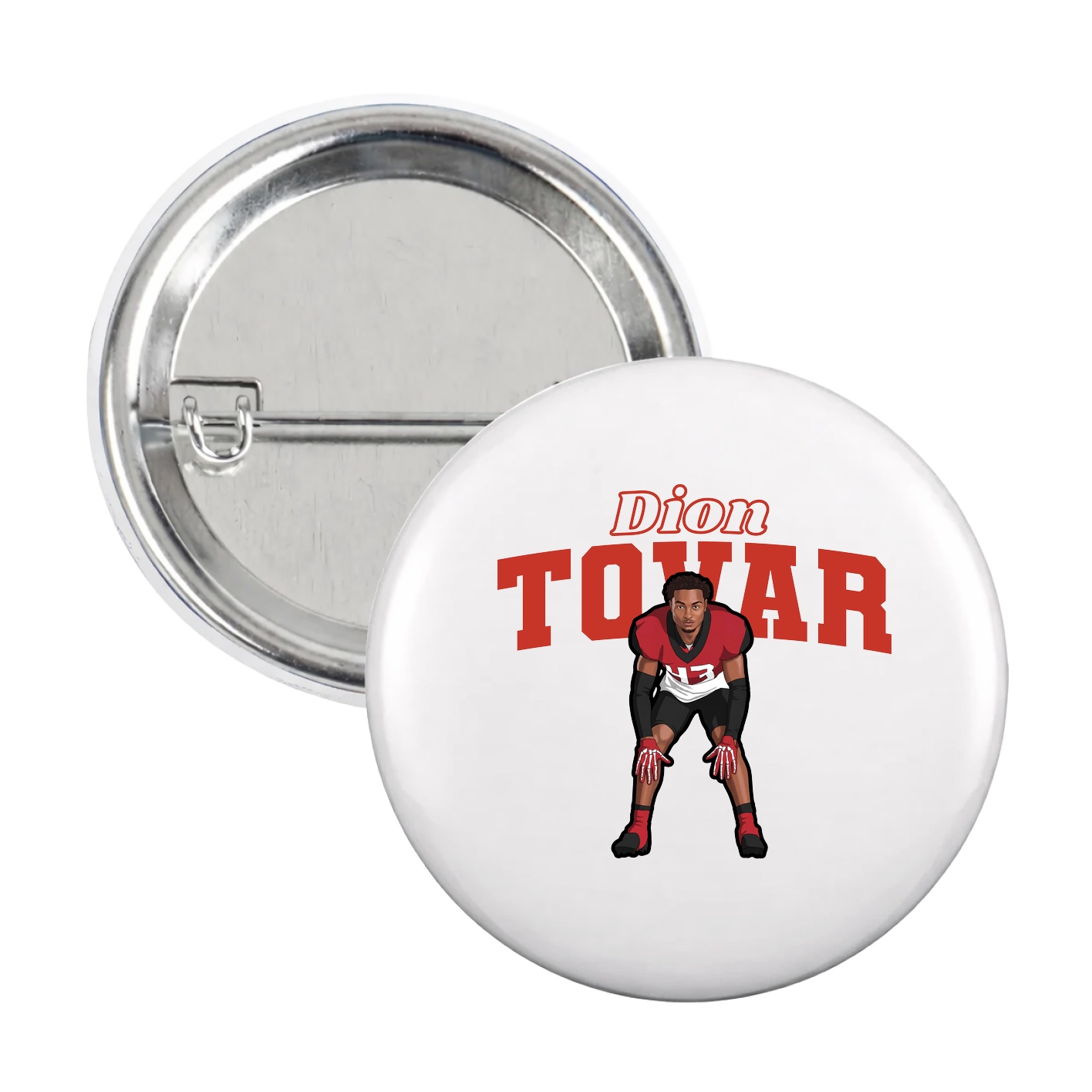 Game Day Button — Name Arch in White