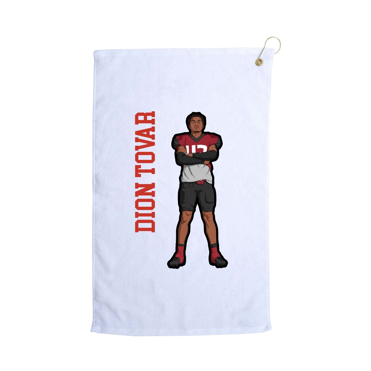 Golf Towel — Name Vertical in White