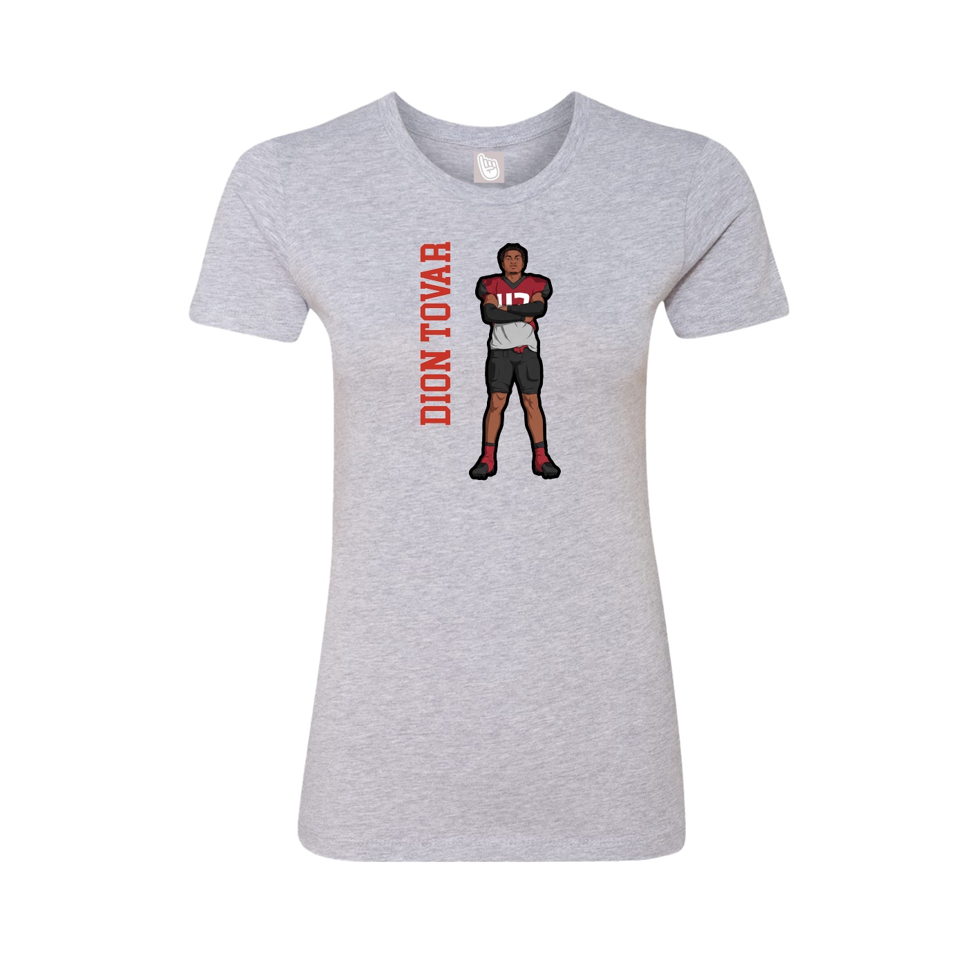 Fitted Women's Tee — Name Vertical in Grey