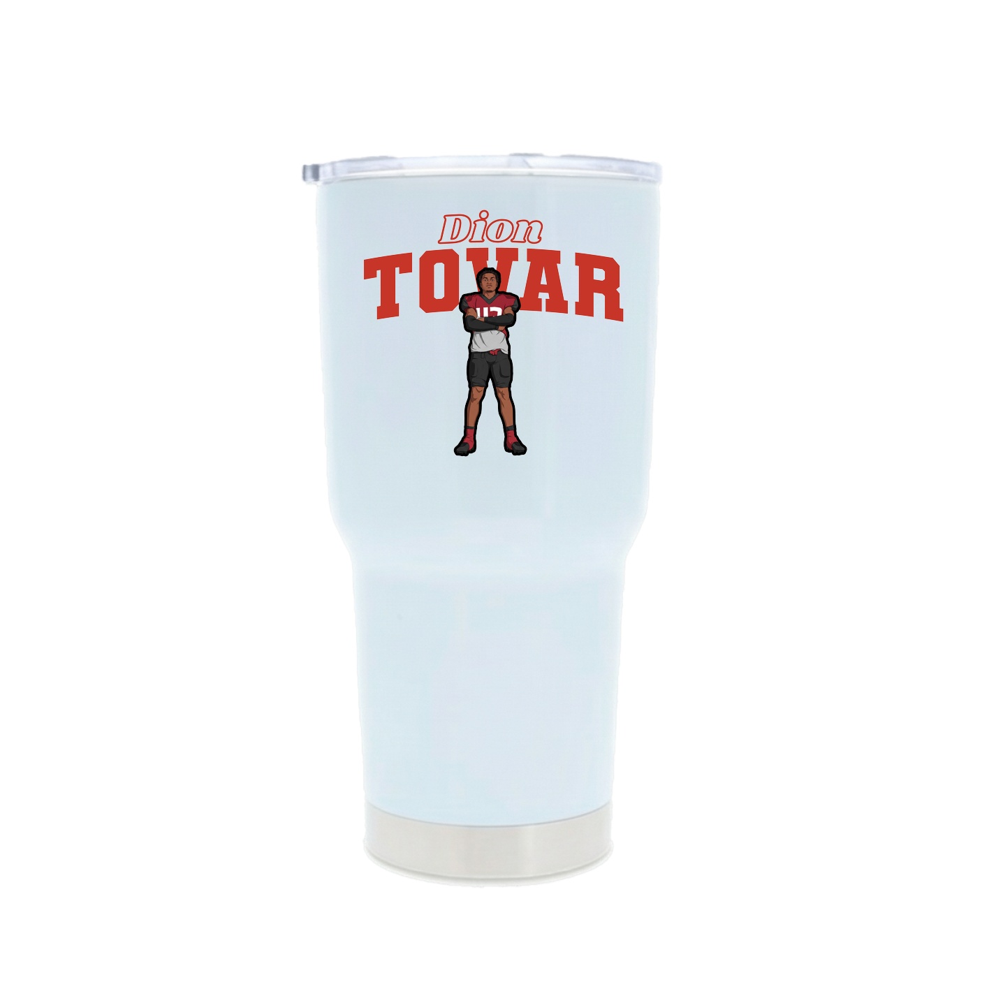 30oz Stainless Steel Tumbler — Name Arch in White