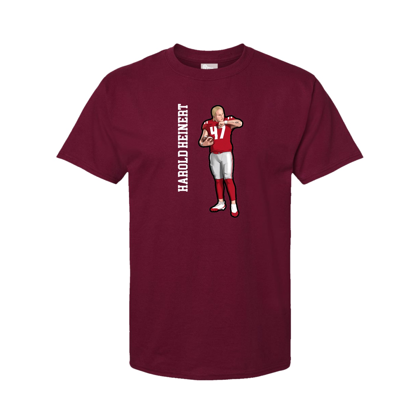 Youth Tee — Name Vertical in Cardinal