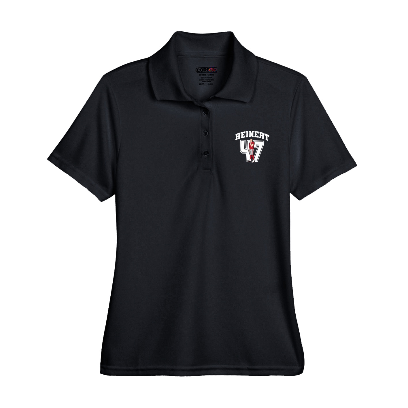Womens Performance Polo — Number in Black