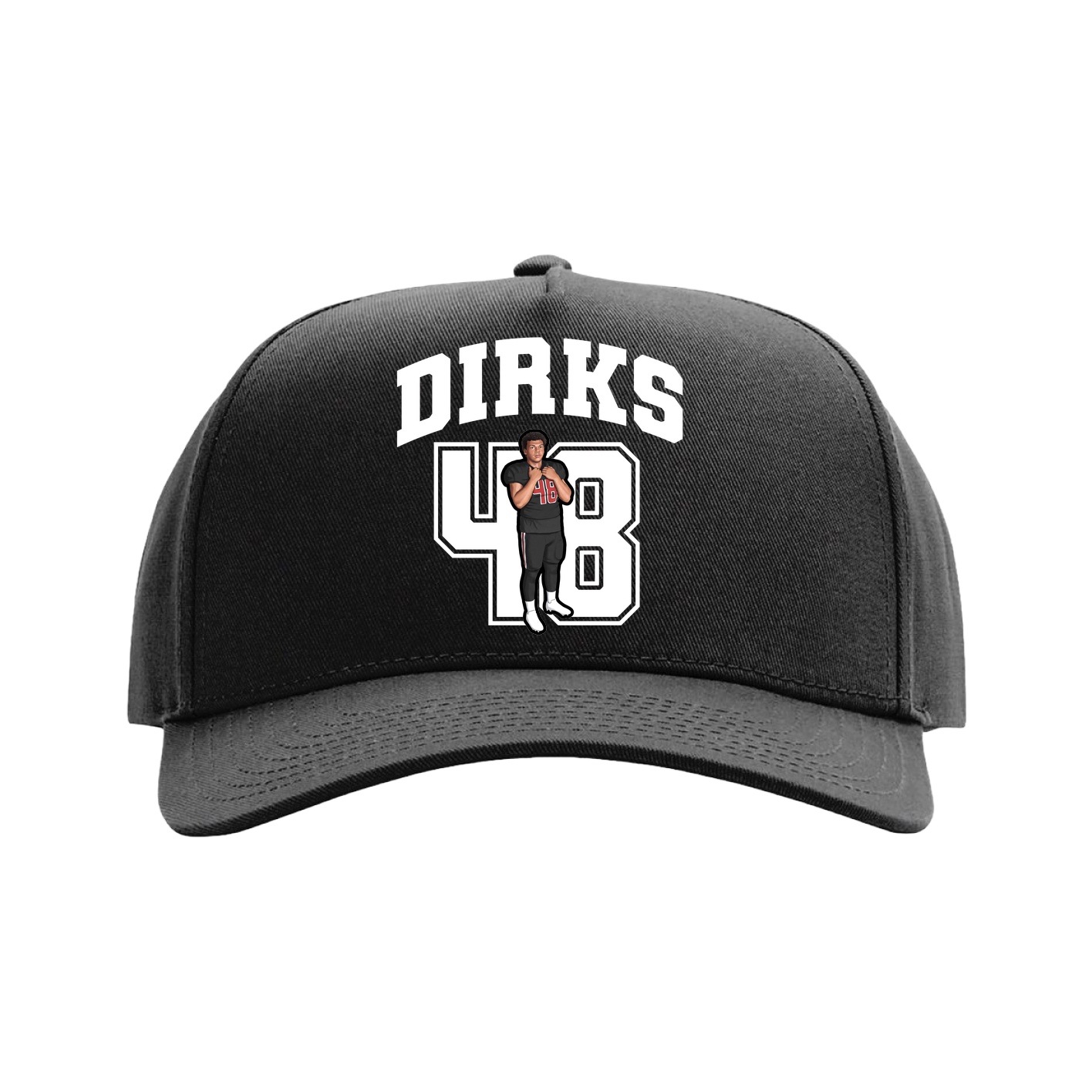 Full Fabric Five-Panel Champ Cap — Number in Black