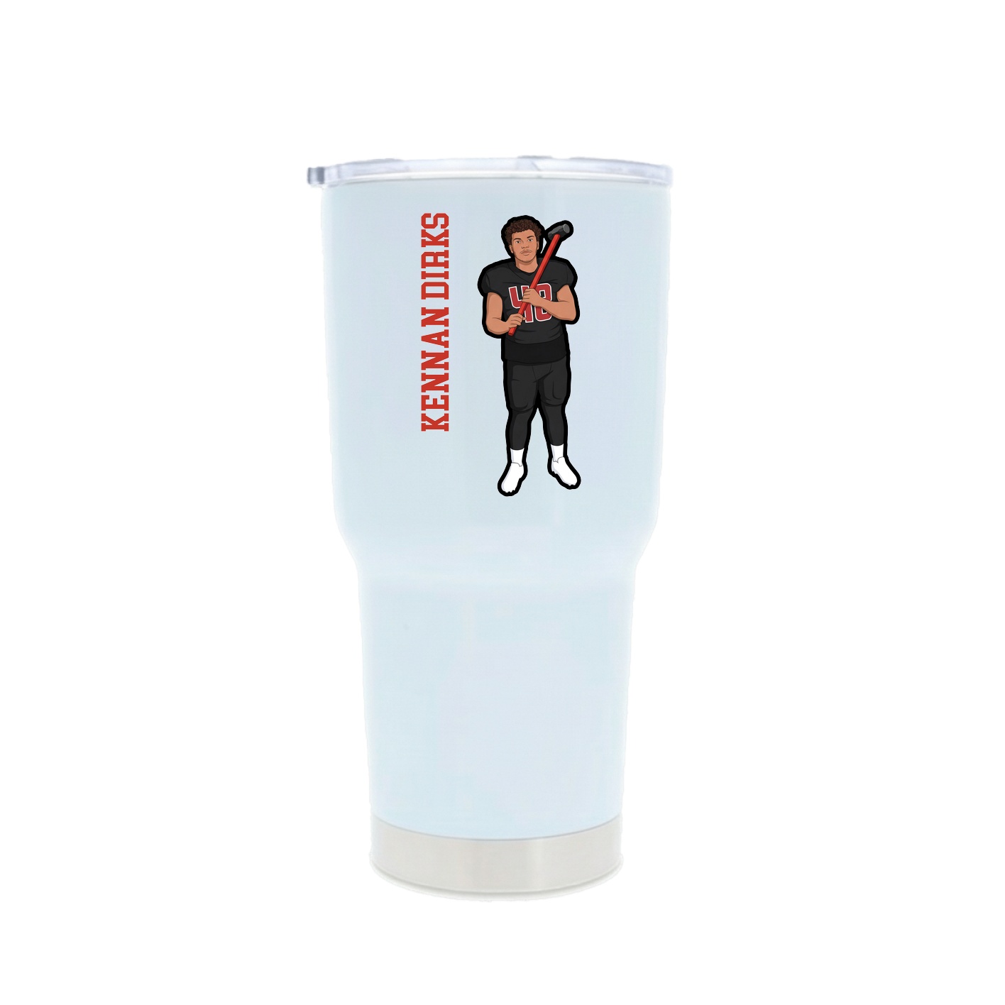 30oz Stainless Steel Tumbler — Name Vertical in White