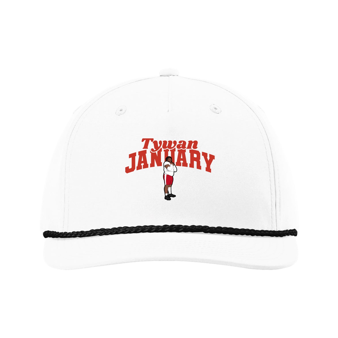 Five-Panel Classic Rope Cap — Signature Arch in White