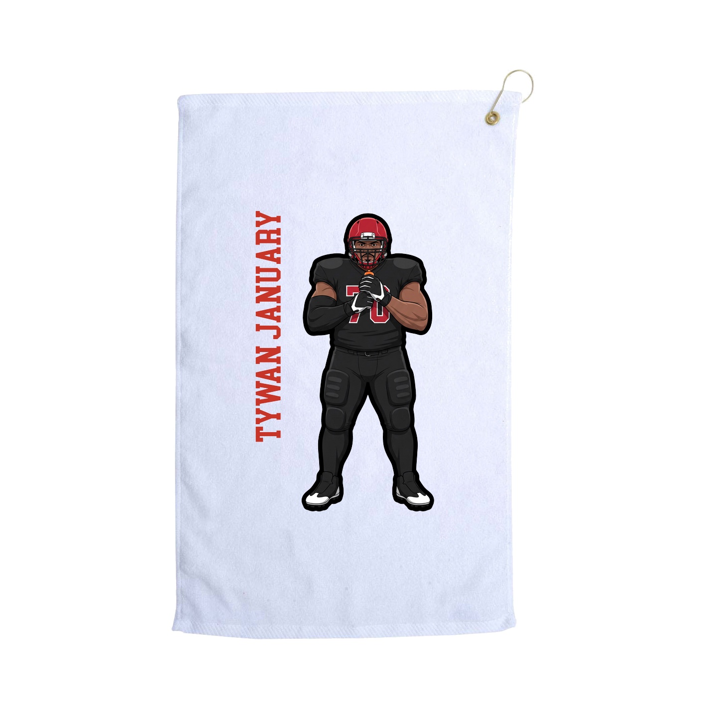 Golf Towel — Name Vertical in White