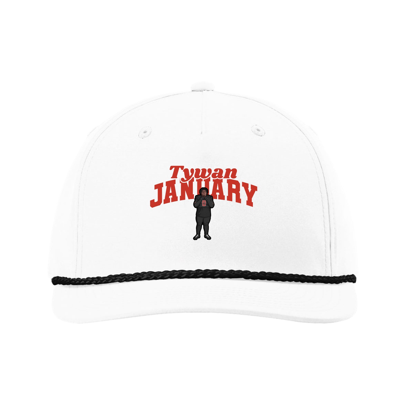 Five-Panel Classic Rope Cap — Signature Arch in White