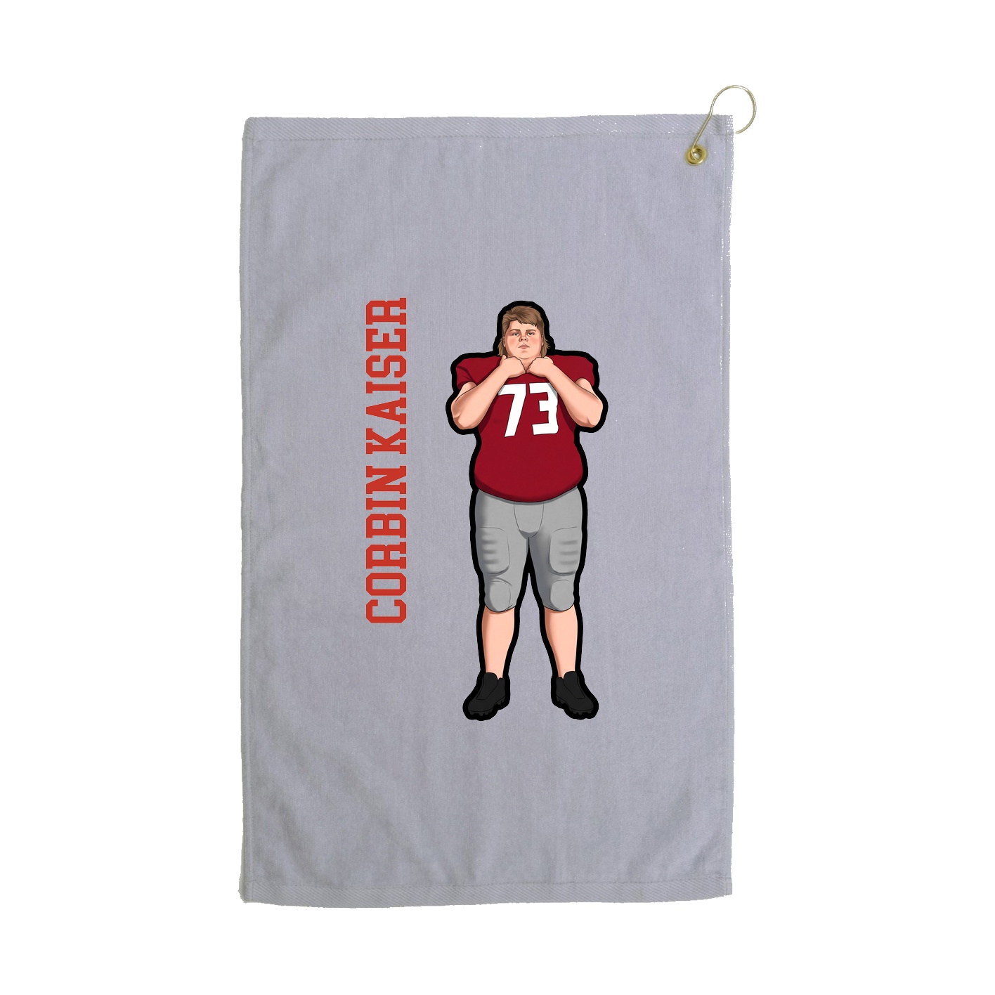 Golf Towel — Name Vertical in Grey