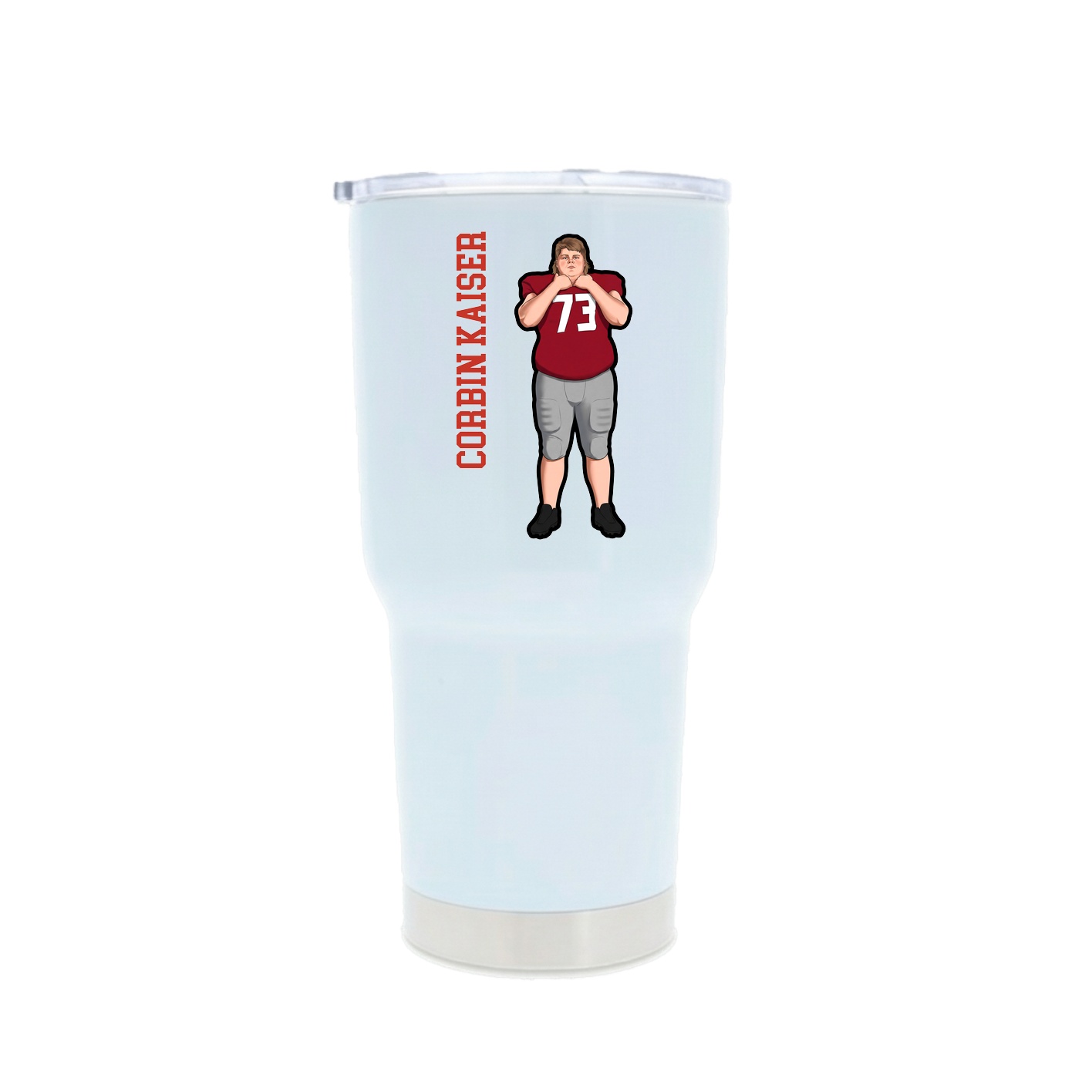 30oz Stainless Steel Tumbler — Name Vertical in White