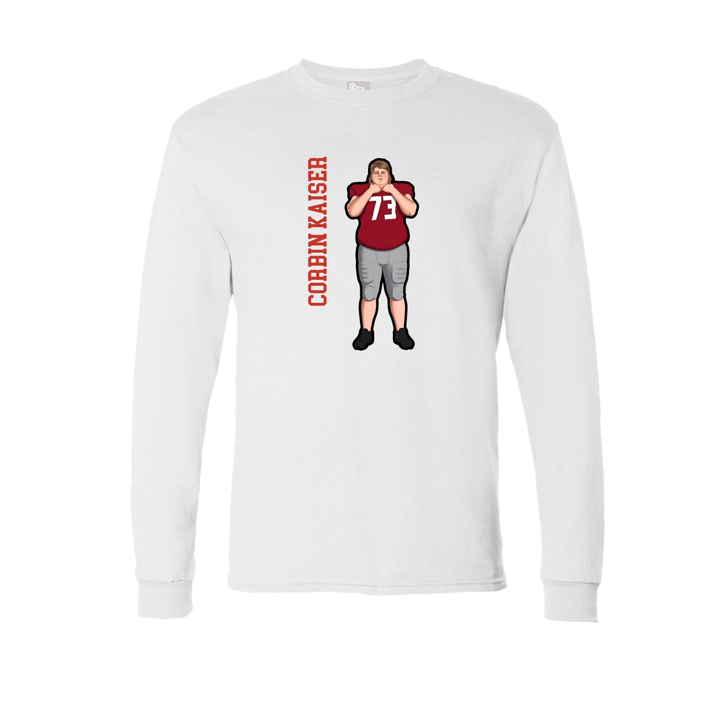 Long Sleeve Tee — Name Vertical in White