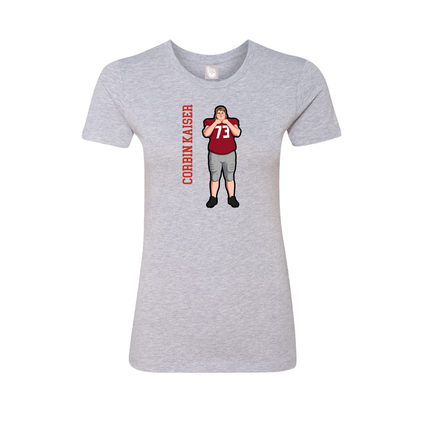 Fitted Women's Tee — Name Vertical in Grey