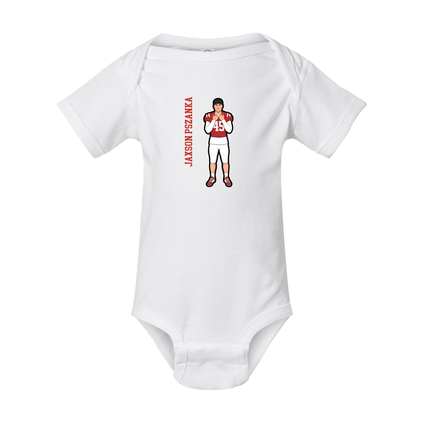 Baby Onesie — Name Vertical in White