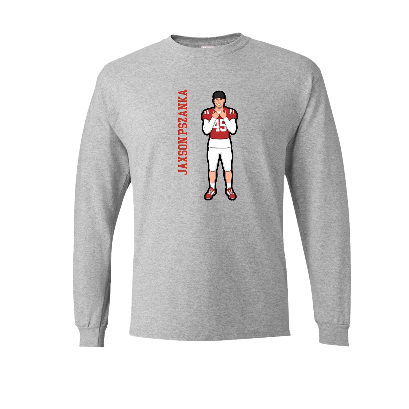 Long Sleeve Tee — Name Vertical in Grey