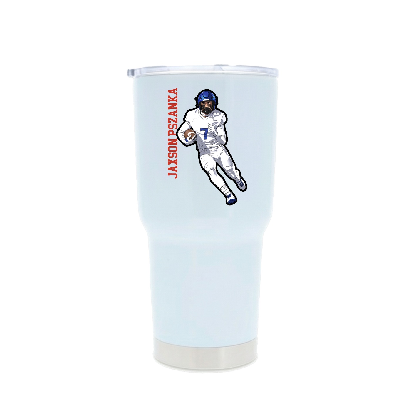30oz Stainless Steel Tumbler — Name Vertical in White