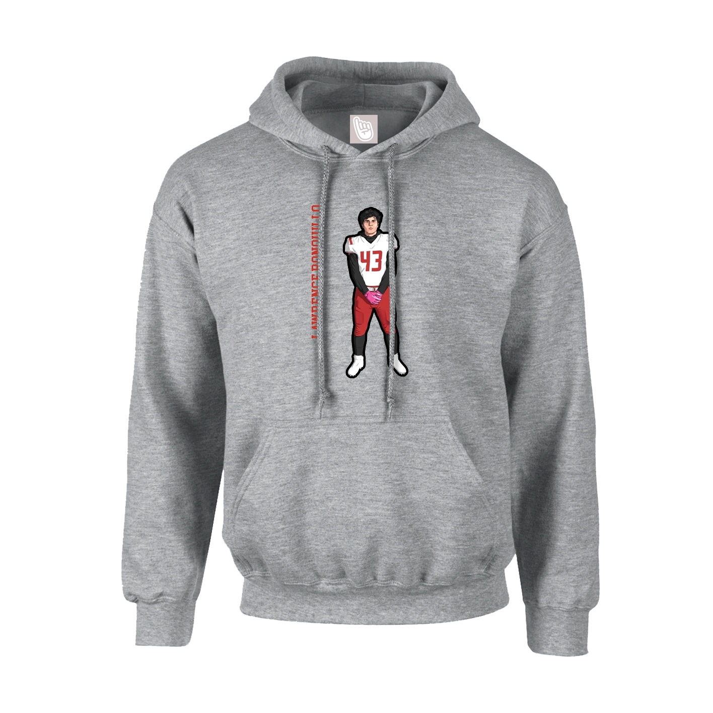 Hoodie — Name Vertical in Grey