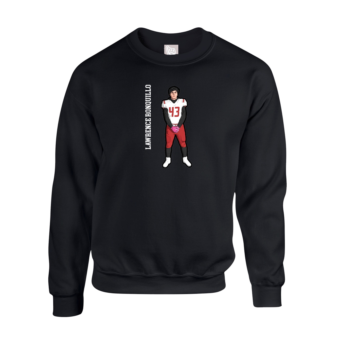 Fleece Crew — Name Vertical in Black