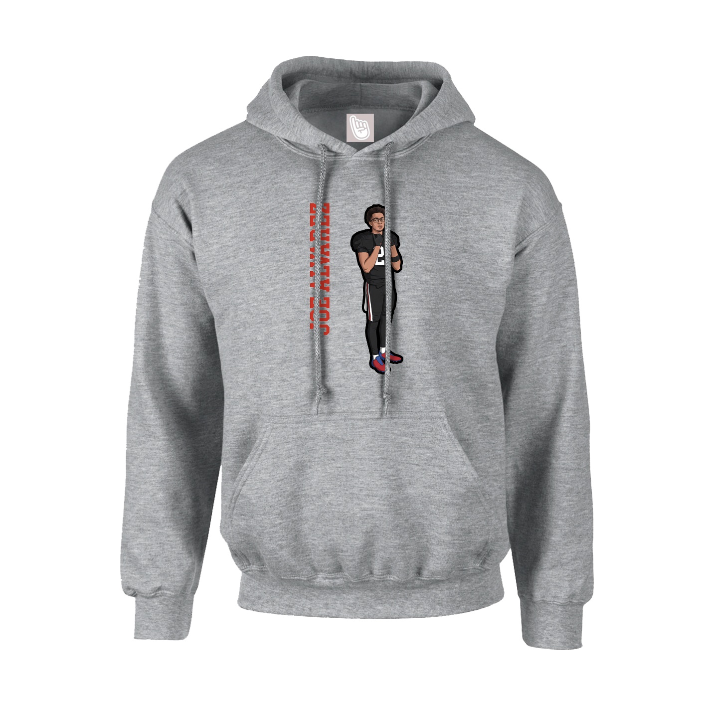 Youth Hoodie — Name Vertical in Grey