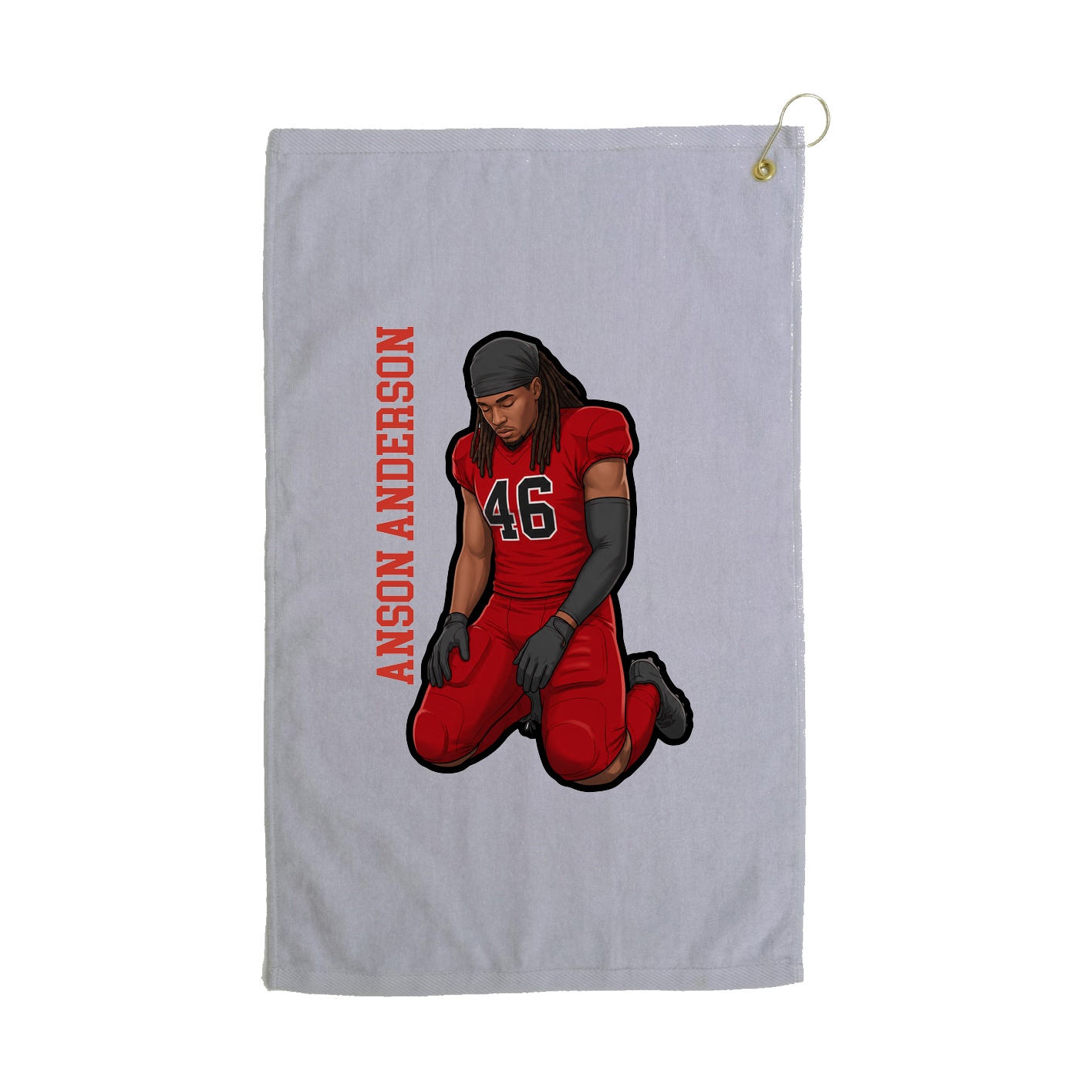 Golf Towel — Name Vertical in Grey