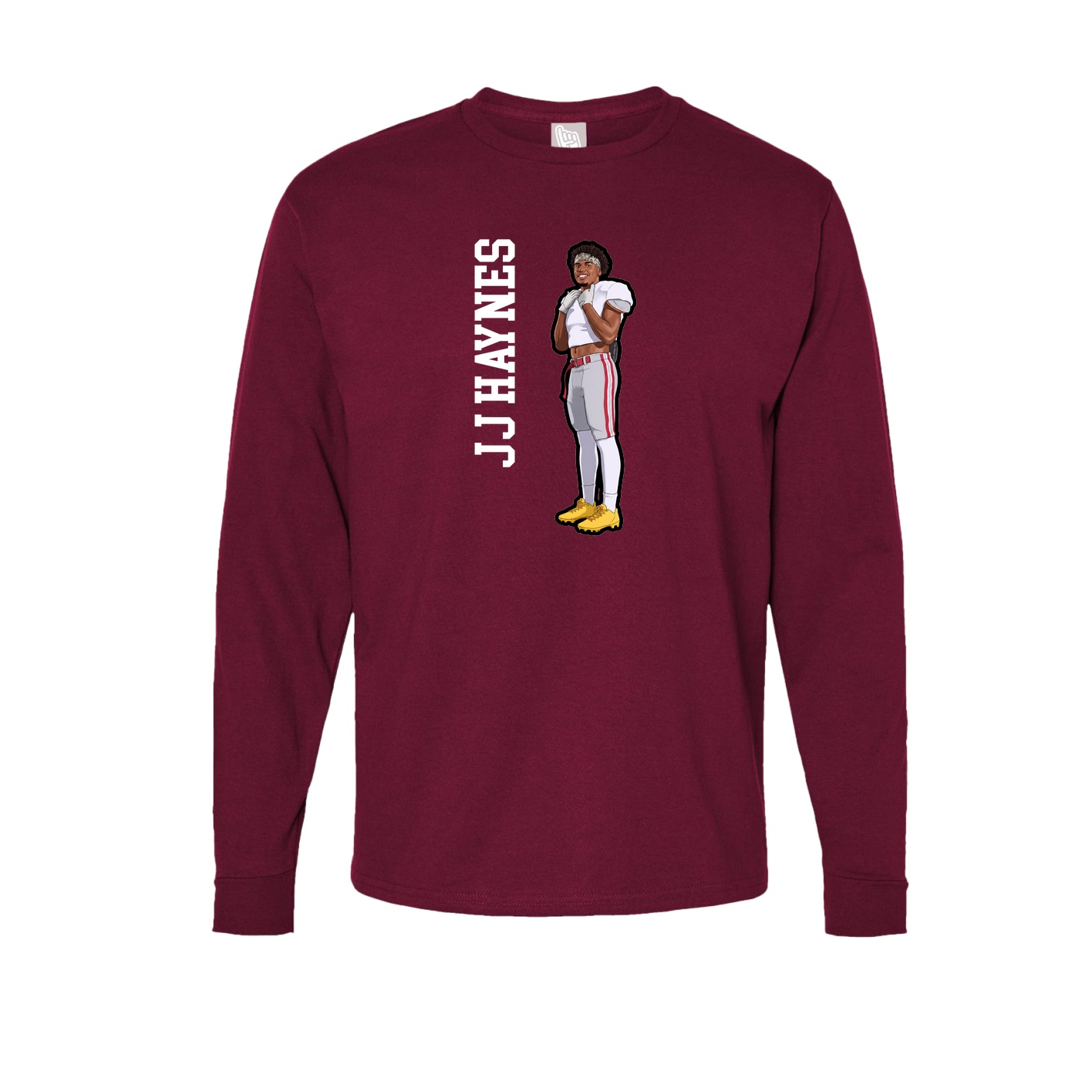 Long Sleeve Tee — Name Vertical in Cardinal
