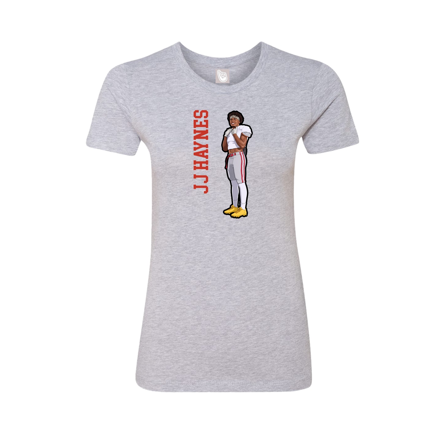 Fitted Women's Tee — Name Vertical in Grey