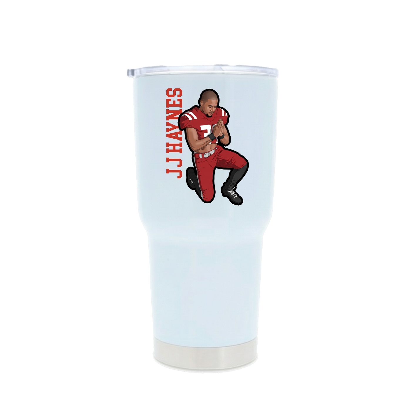 30oz Stainless Steel Tumbler — Name Vertical in White