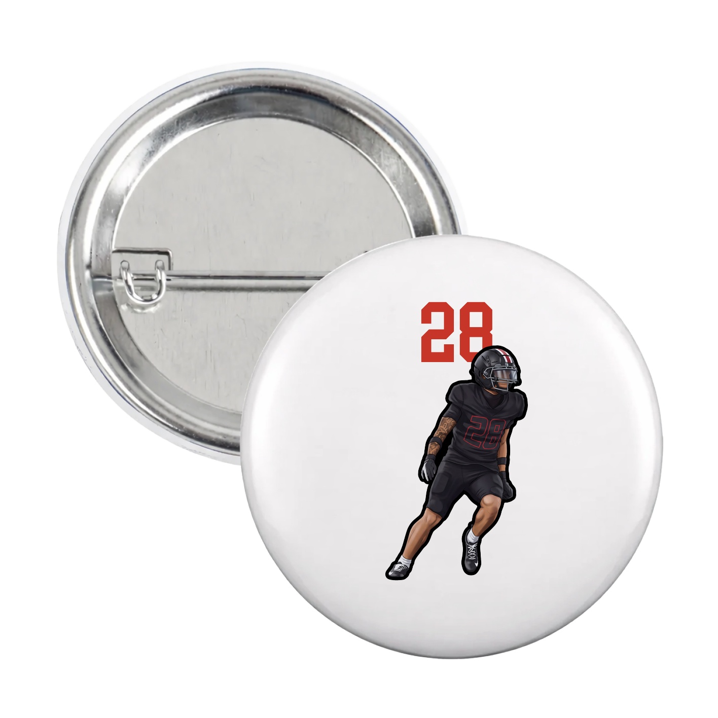 Game Day Button — Number Top in White