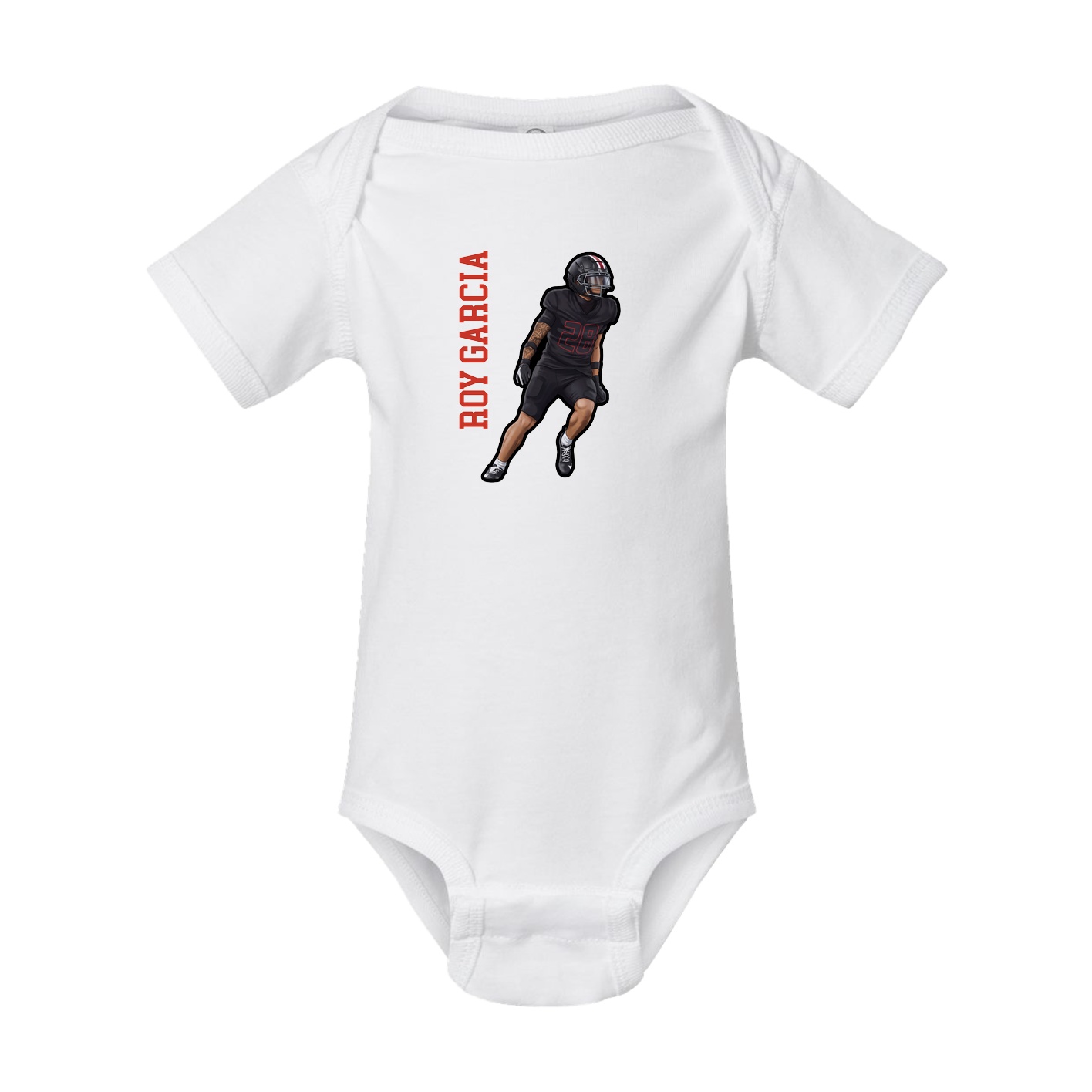 Baby Onesie — Name Vertical in White