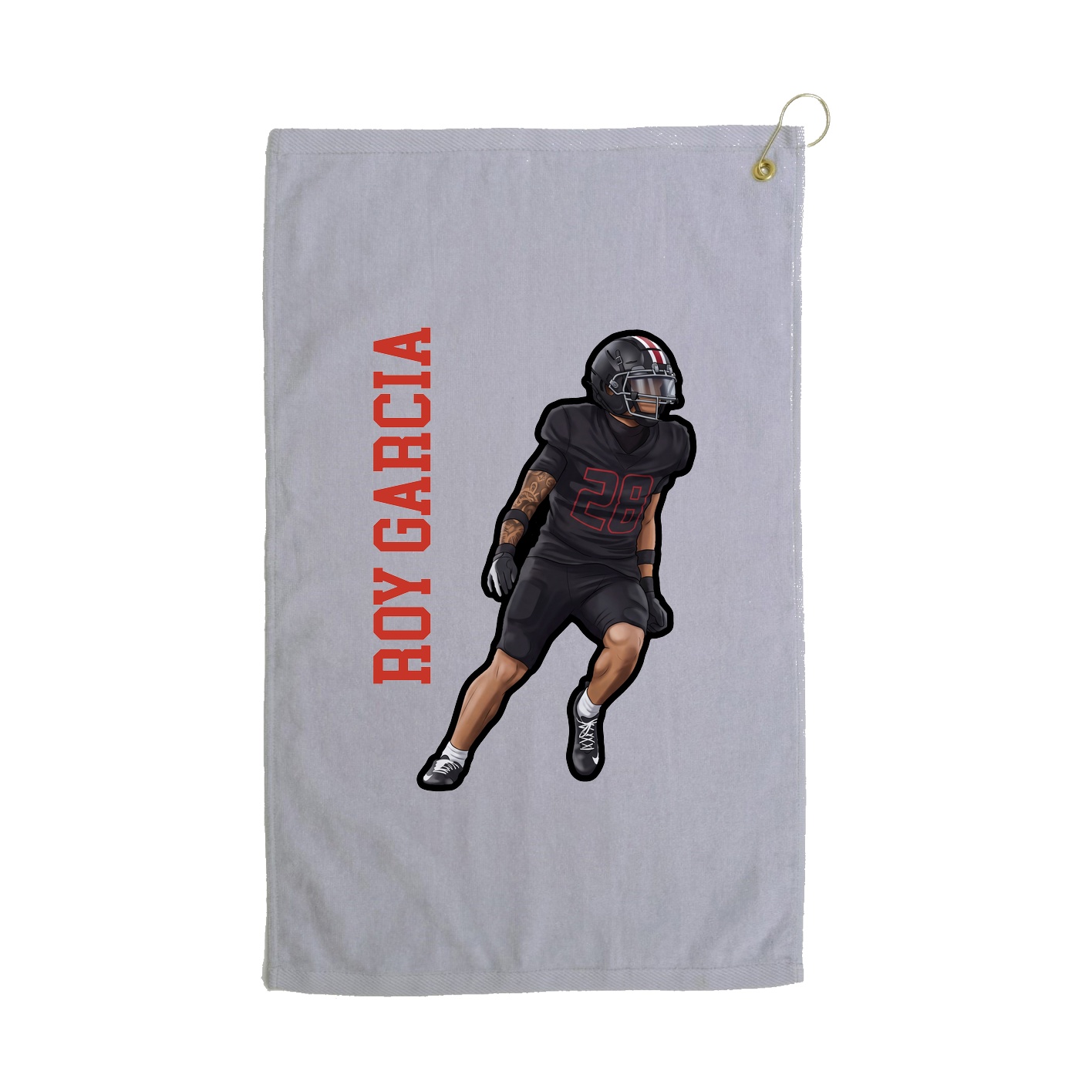 Golf Towel — Name Vertical in Grey