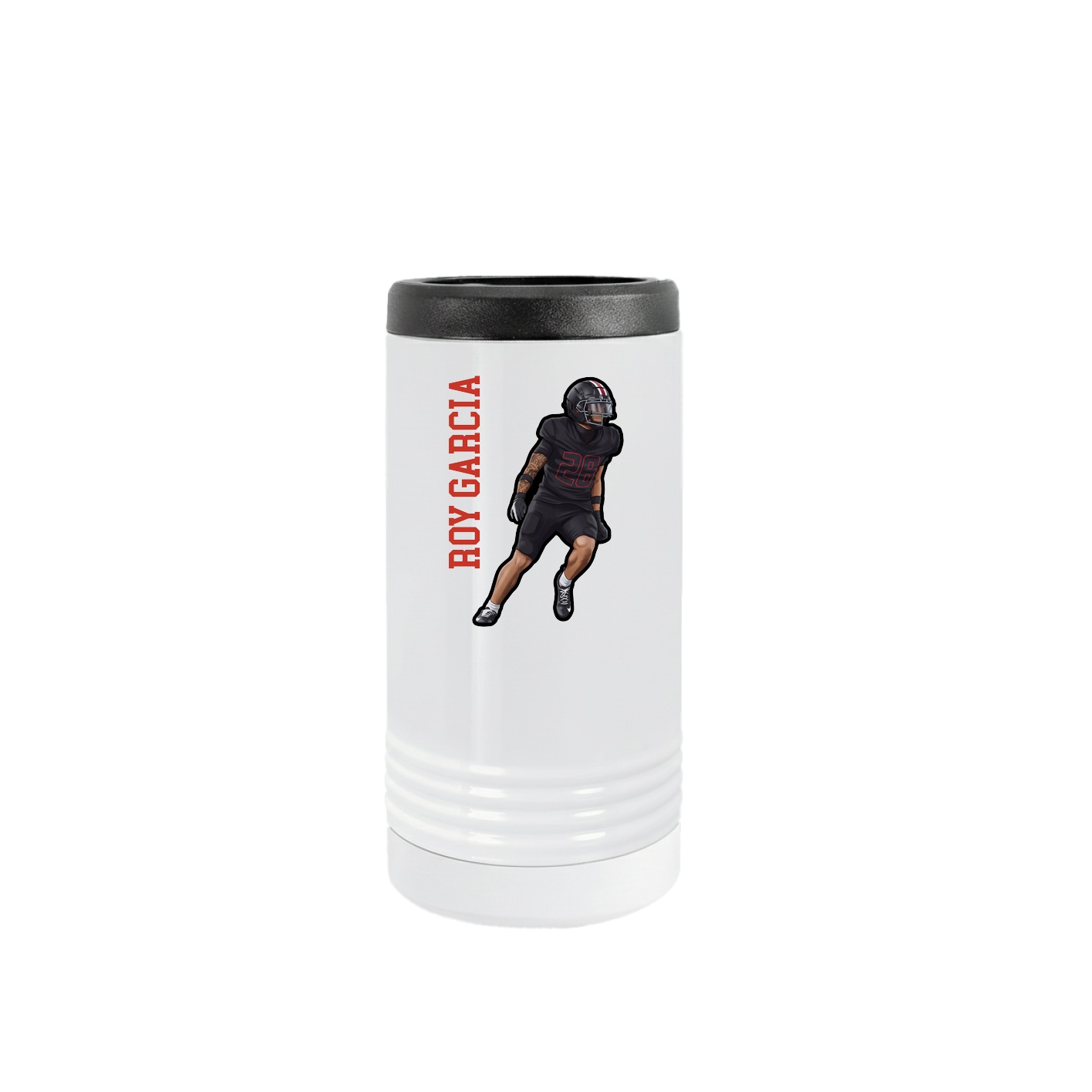 Slim Beverage Holder — Name Vertical in White