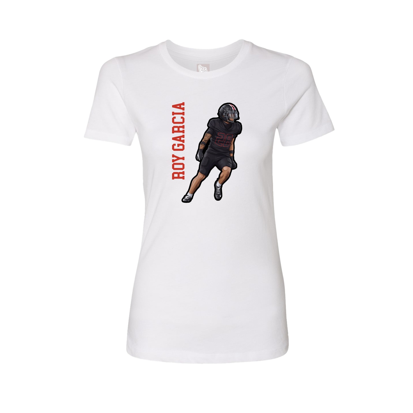Fitted Women's Tee — Name Vertical in White