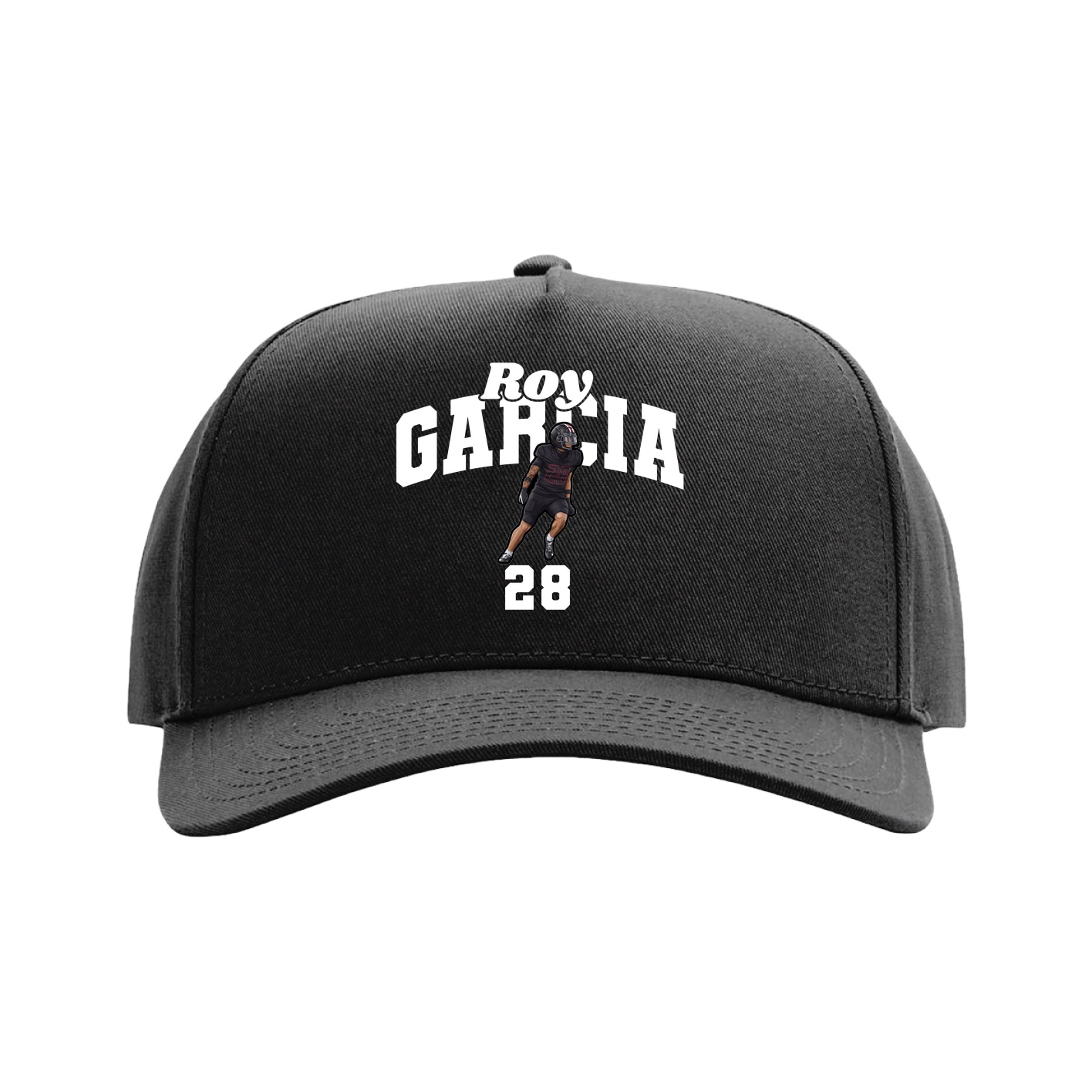 Full Fabric Five-Panel Champ Cap — Signature Arch in Black