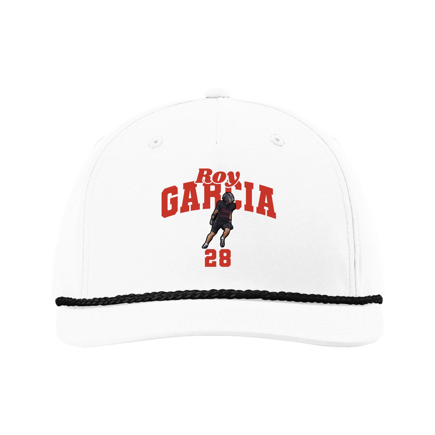 Five-Panel Classic Rope Cap — Signature Arch in White