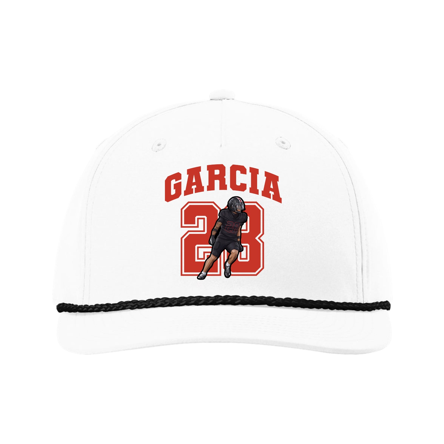 Five-Panel Classic Rope Cap — Number in White