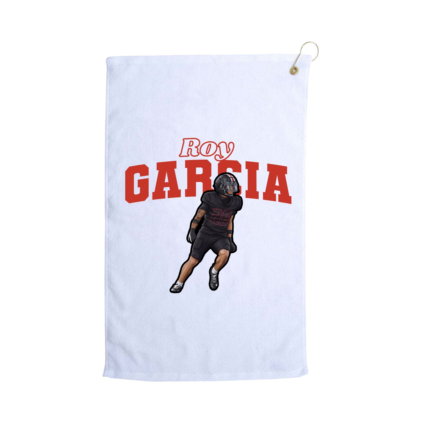Golf Towel — Name Arch in White