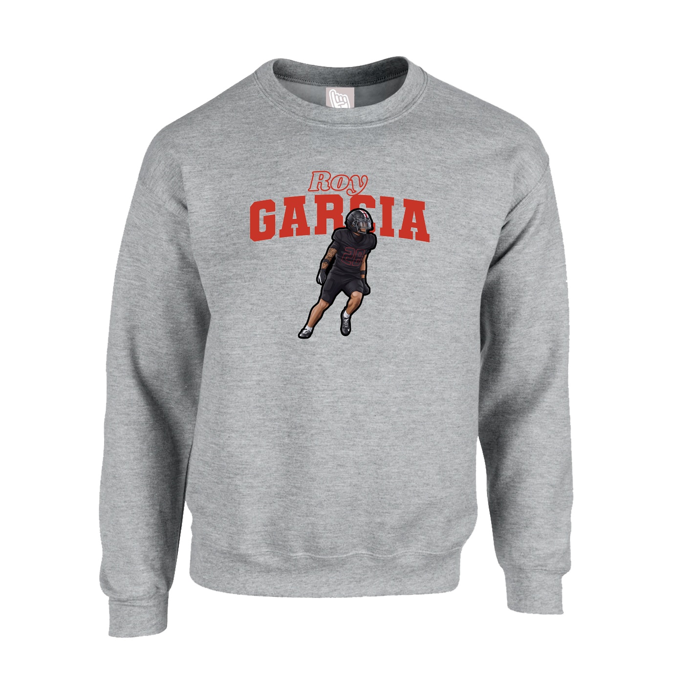 Fleece Crew — Name Arch in Grey