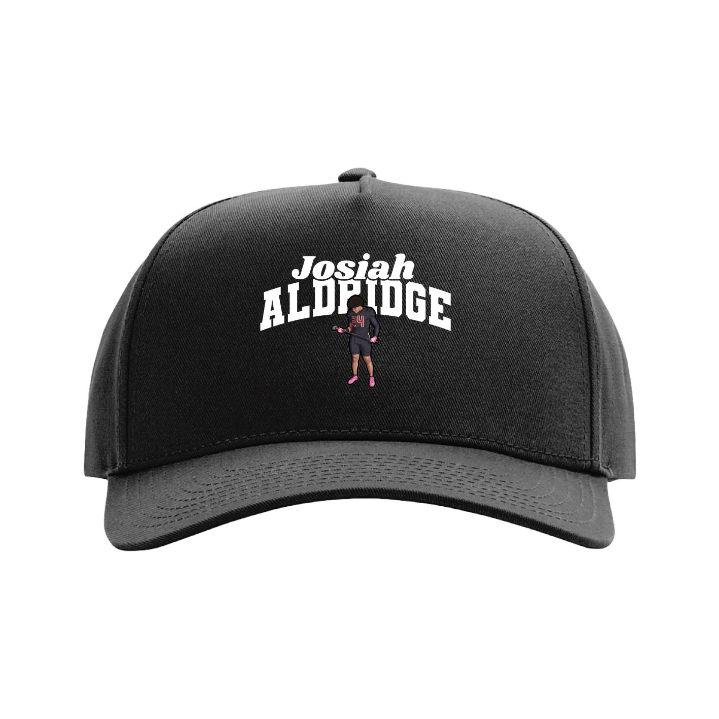 Full Fabric Five-Panel Champ Cap — Signature Arch in Black