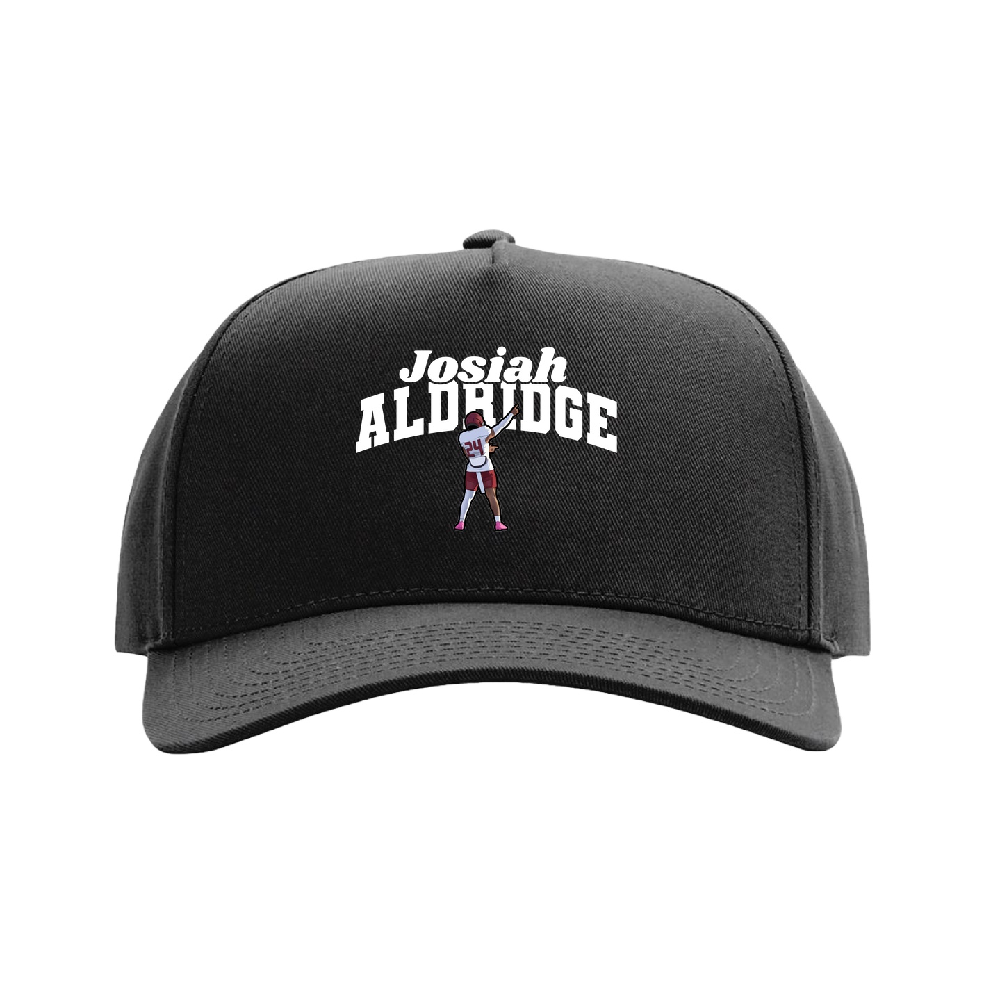 Full Fabric Five-Panel Champ Cap — Signature Arch in Black