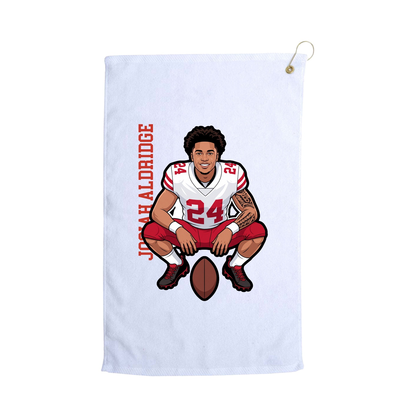 Golf Towel — Name Vertical in White