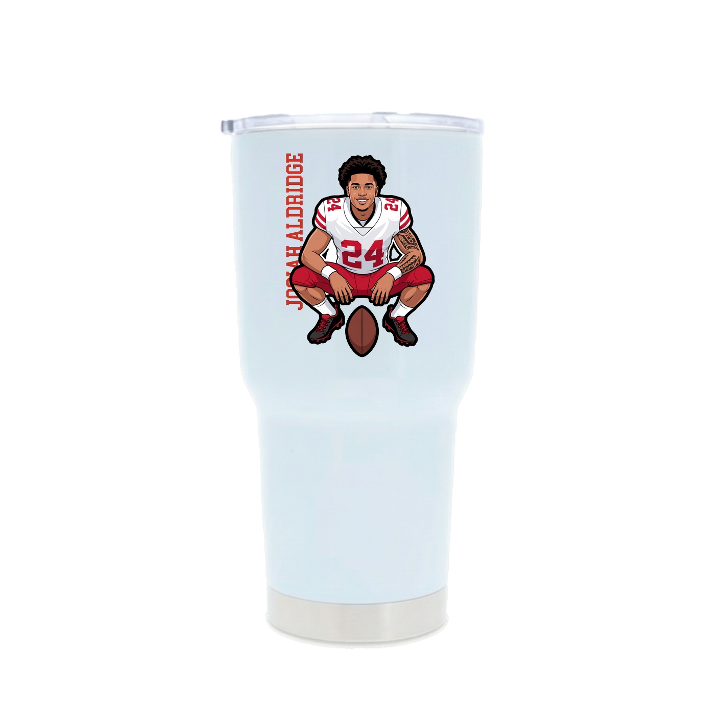 30oz Stainless Steel Tumbler — Name Vertical in White
