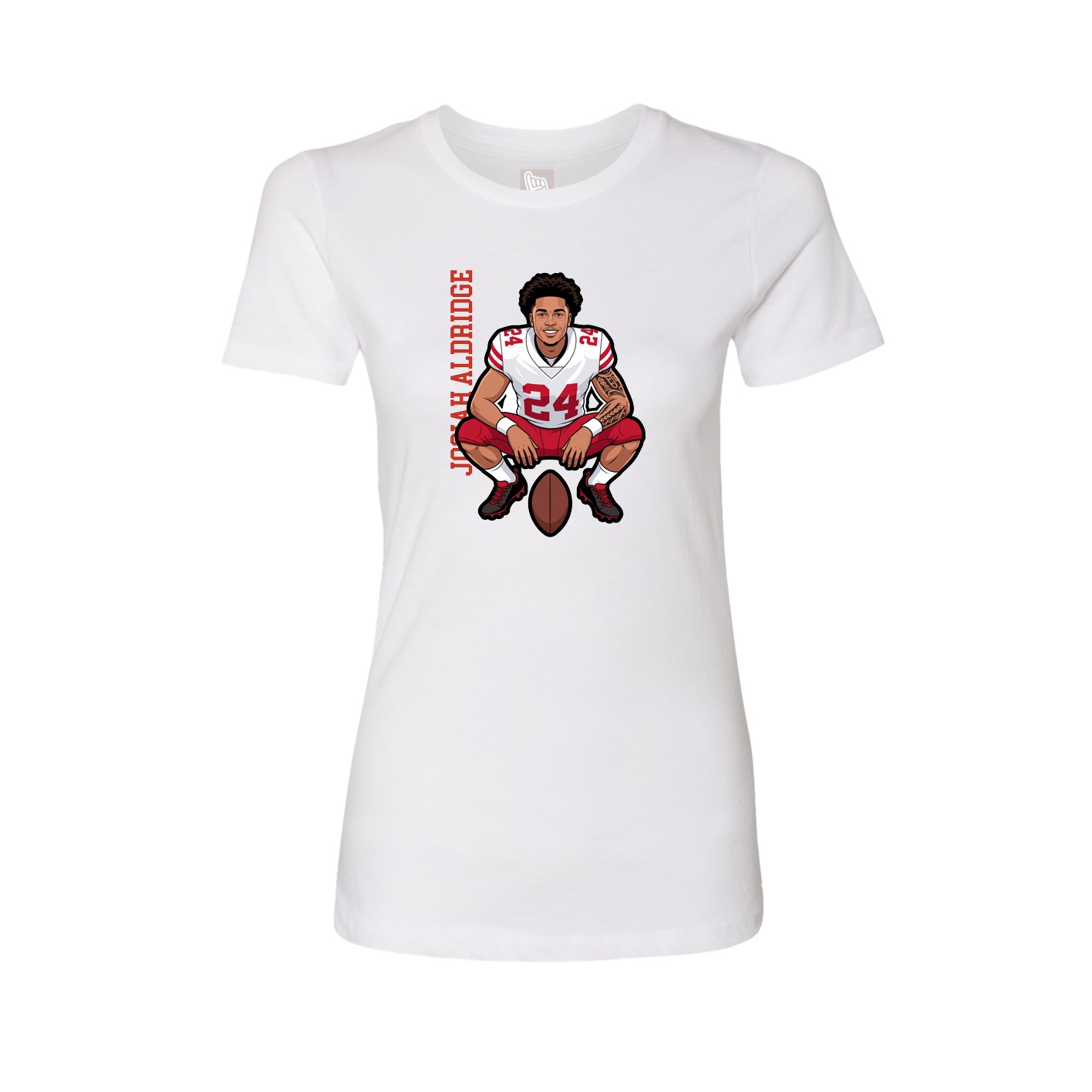 Fitted Women's Tee — Name Vertical in White