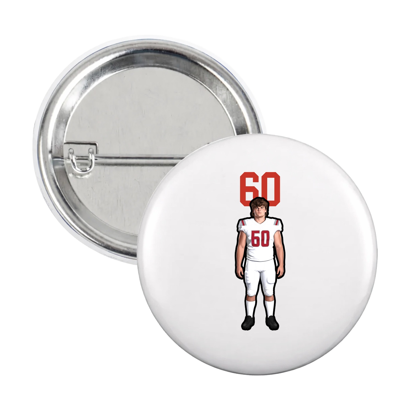 Game Day Button — Number Top in White