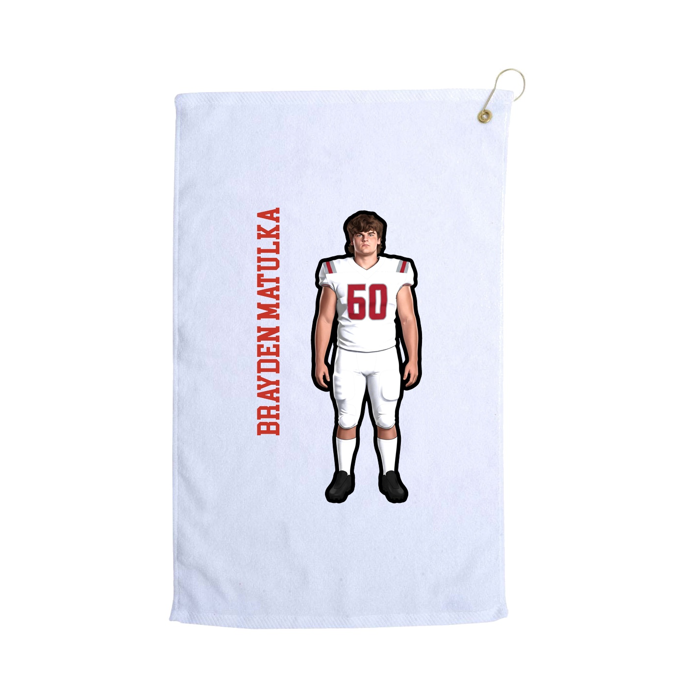Golf Towel — Name Vertical in White