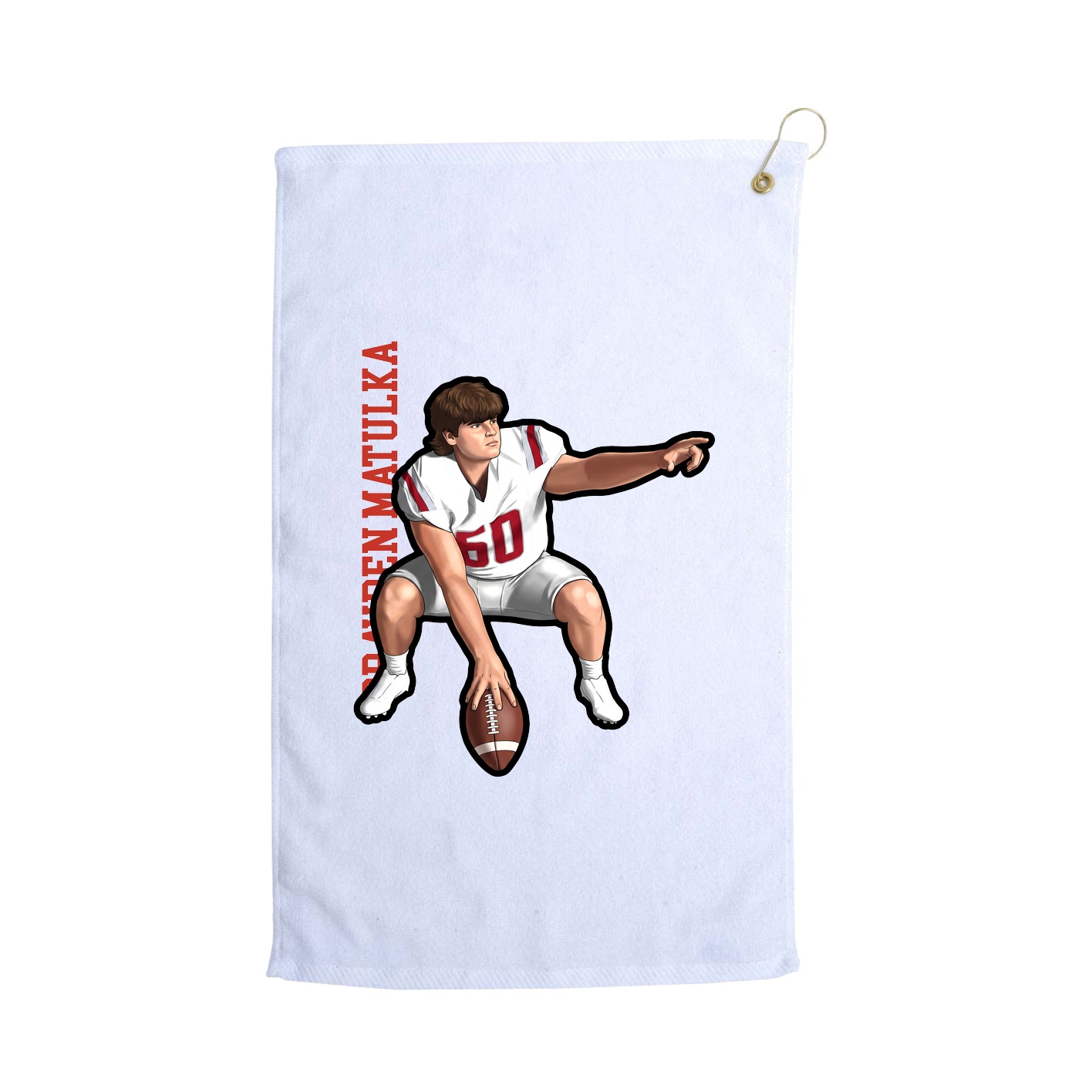 Golf Towel — Name Vertical in White