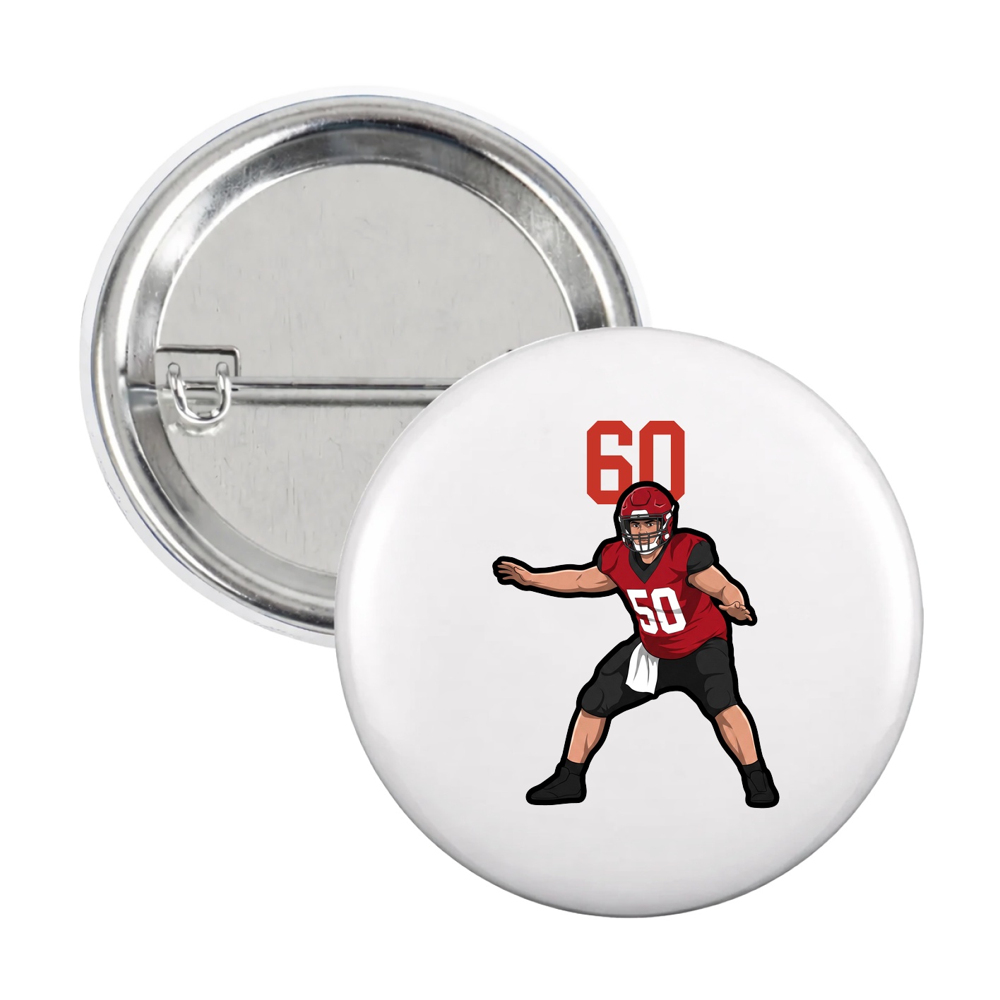 Game Day Button — Number Top in White