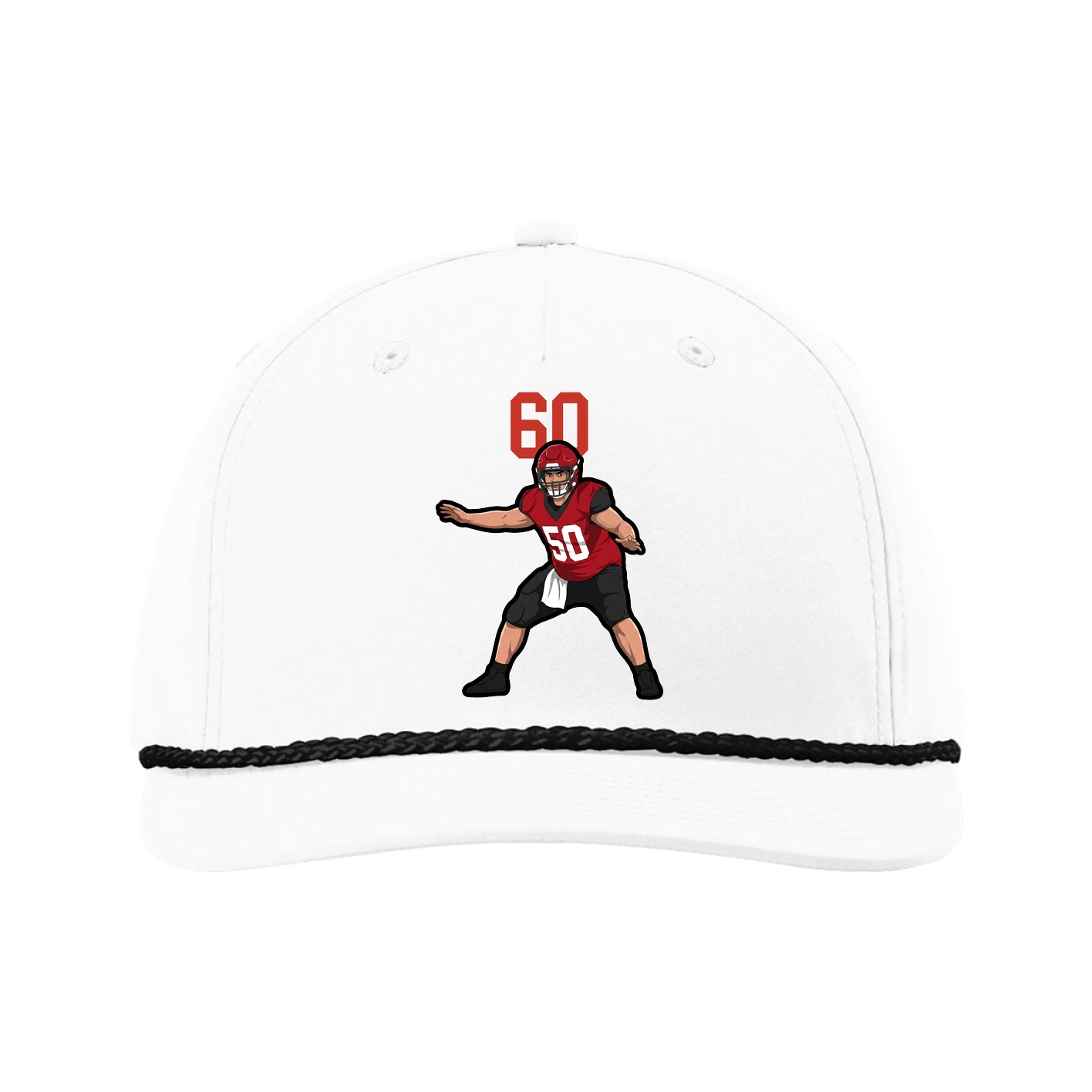 Five-Panel Classic Rope Cap — Number Top in White