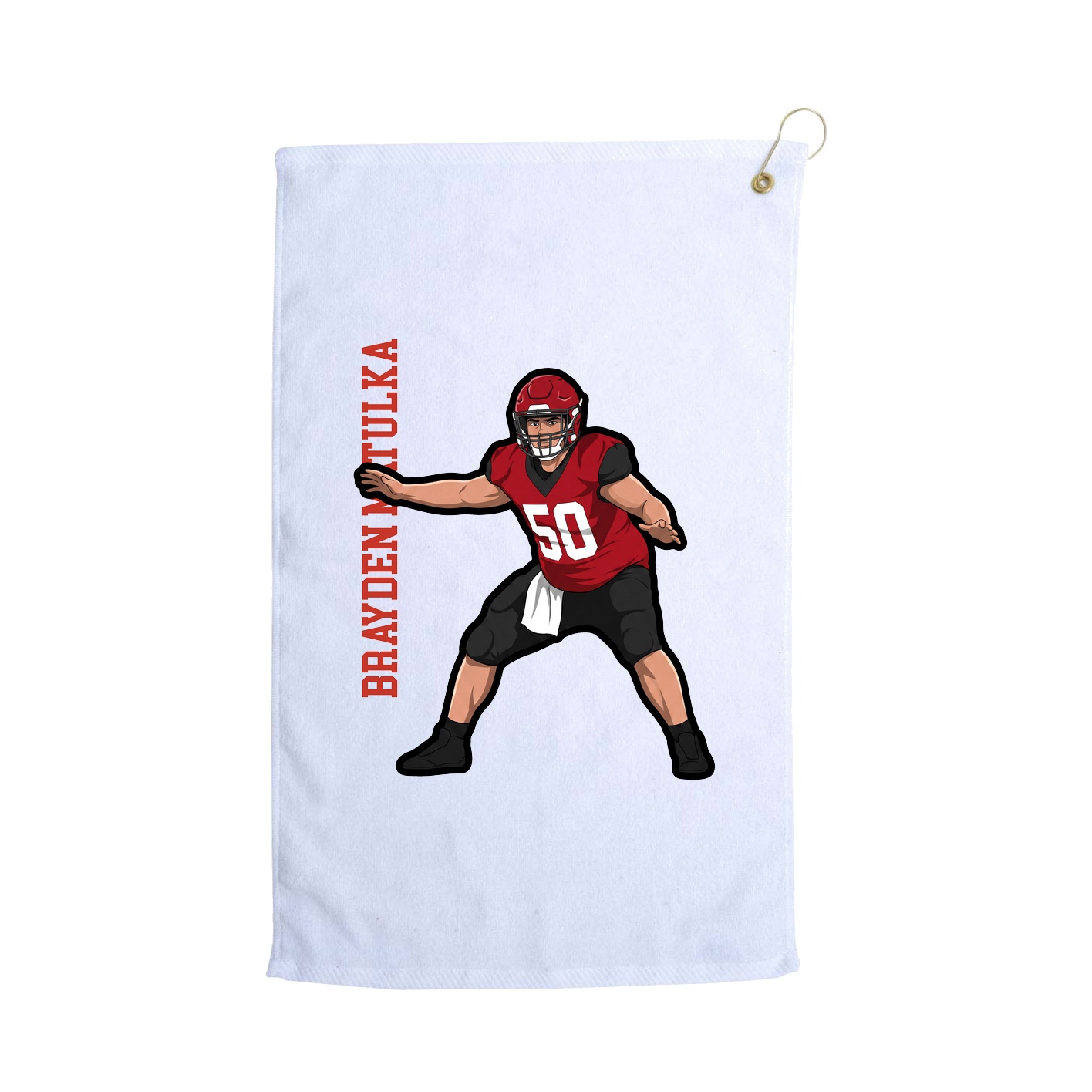 Golf Towel — Name Vertical in White